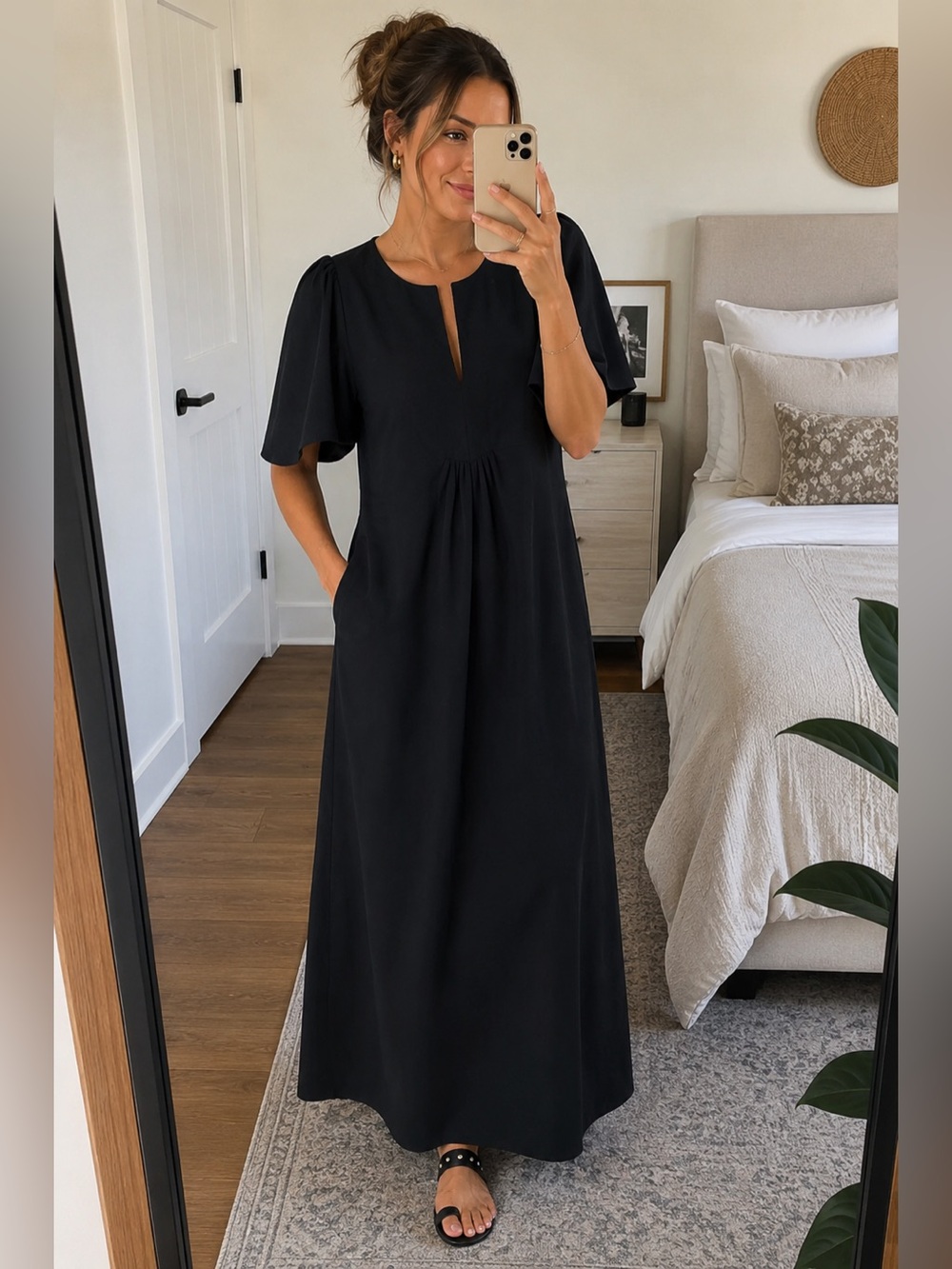 Pomander Finley Flutter Sleeve Maxi Dress Size M